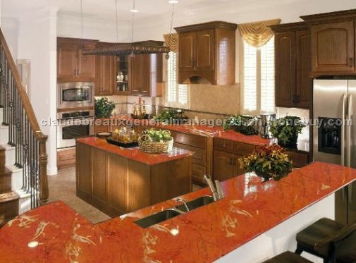 Rojo Alicante Polished Marble Countertop Design