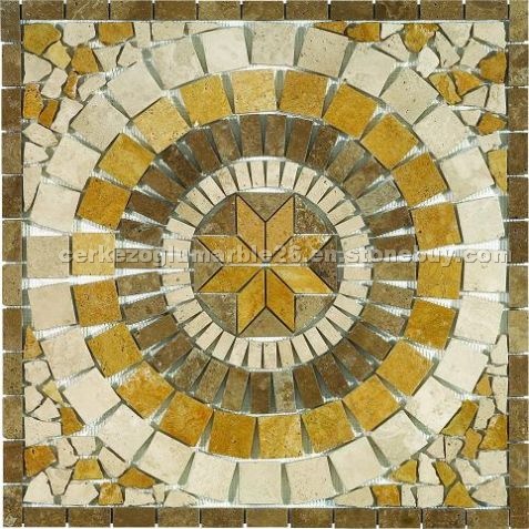 Square Medallion - Mixed Travertine Mosaic