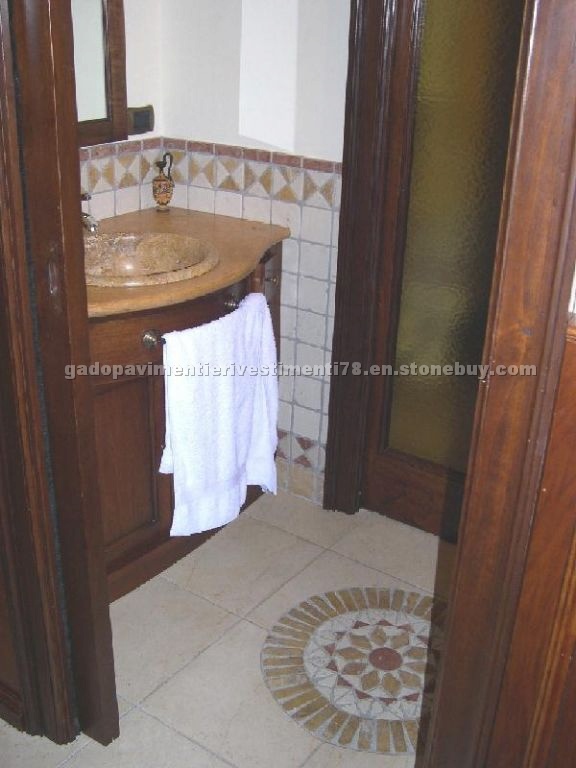 Travertino Giallo Turco Sink, Travertine Rosette