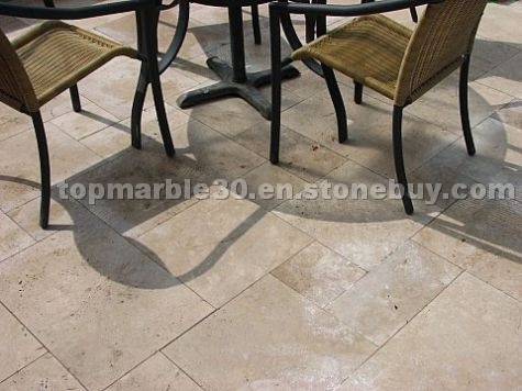 Light Travertine Pavers Unfilled Tumbled