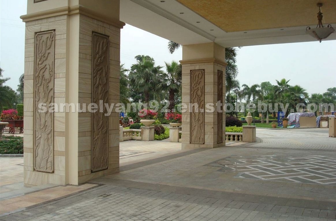 Carved sandstone for wall cladding