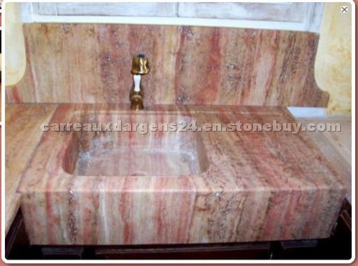Red Travertine sink