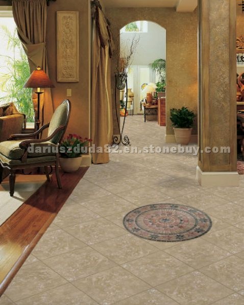Travertine Giallo floor tiles - Medallion