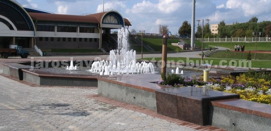 Fountain with a flower garden