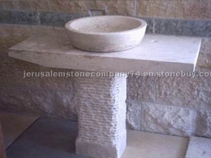 Jerusalem Stone vanity top, sink