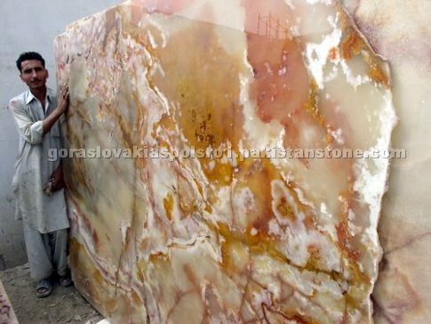 Red - white onyx slabs