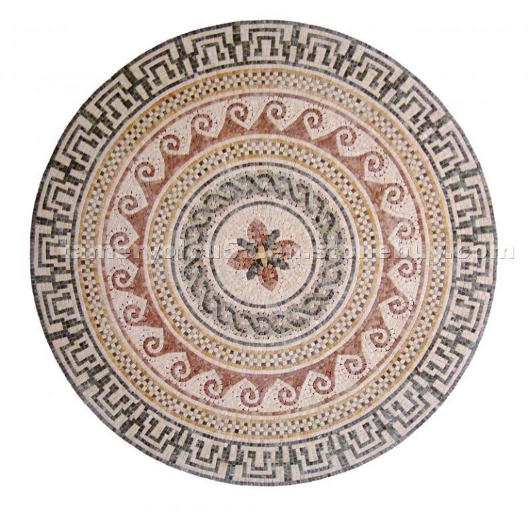 Travertine mosaic medallion