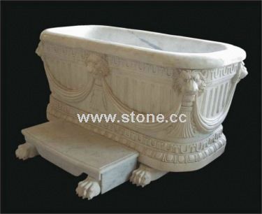 Carved marble bathtub, stone tub.