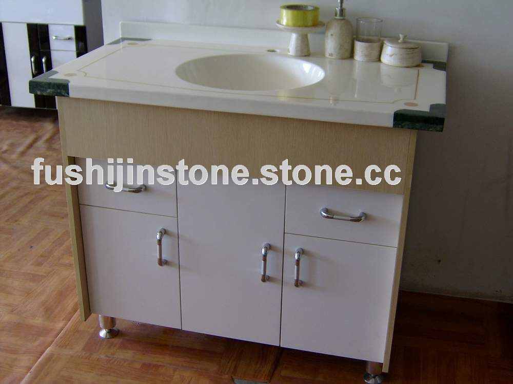 bathroom cabinet with marble top