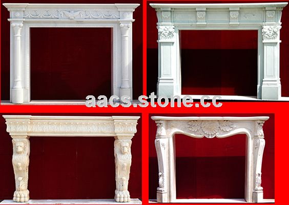 Marble/ Carved Stone/ Limestone Fireplace