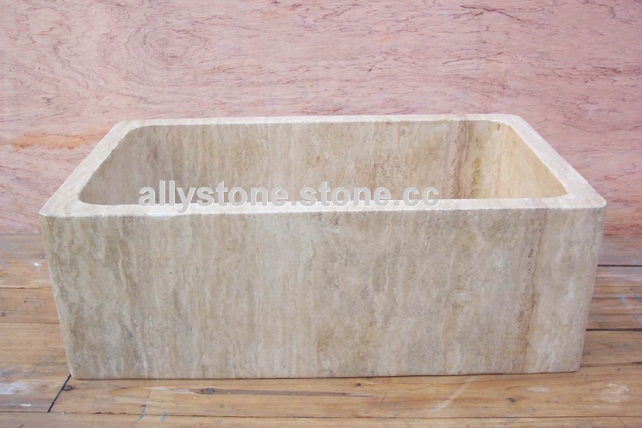 White travertine basin
