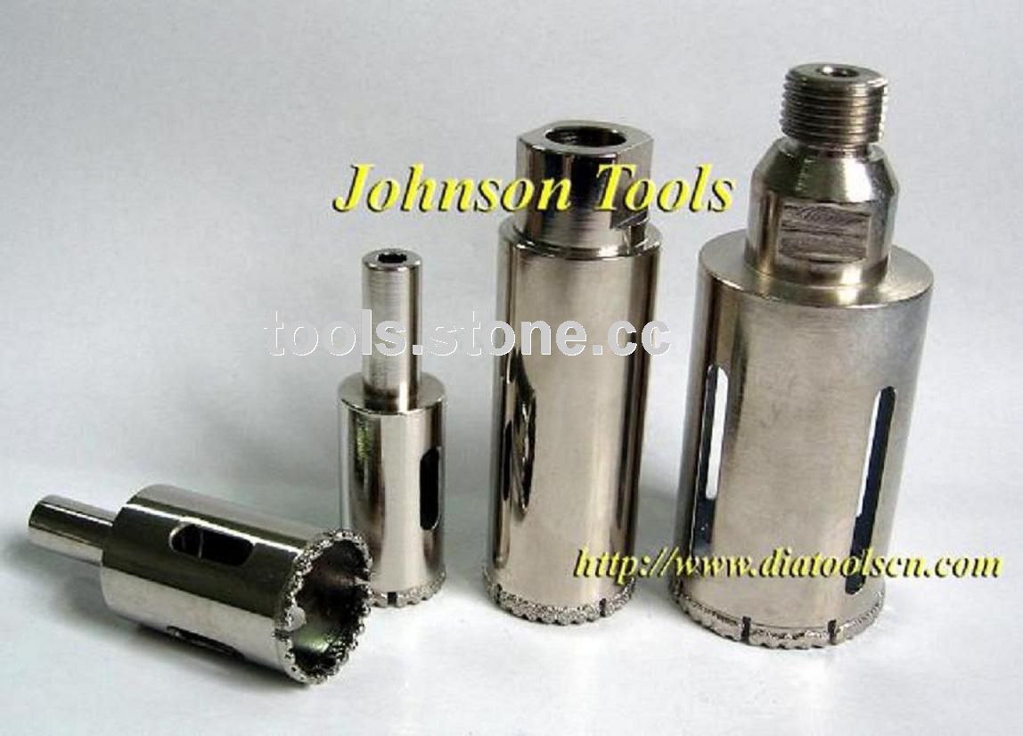 Vacuum brazed diamond drilling bit.