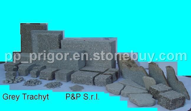 Trachyt quarry and finished products
