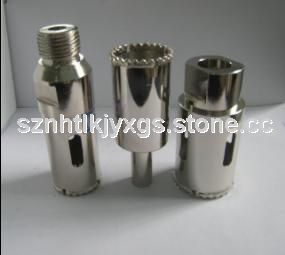 Vacuum brazed diamond core bit with female thread