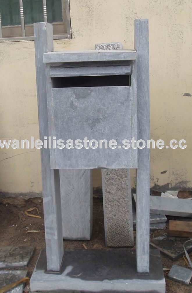 blue limestone mailbox