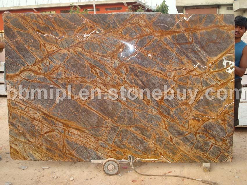 Rain forest brown marble slabs
