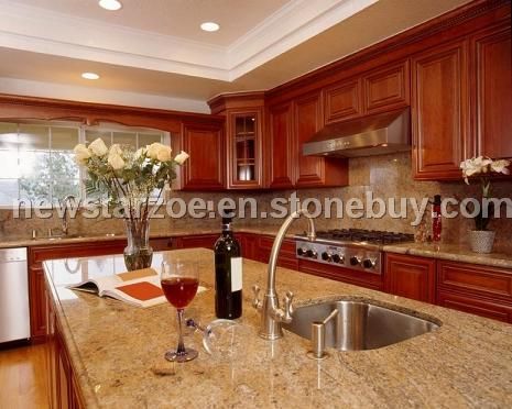 granite countertop for Wooden kitchen cabinets