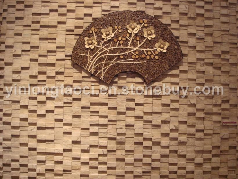 Wood-grain sandstone stone mosaic