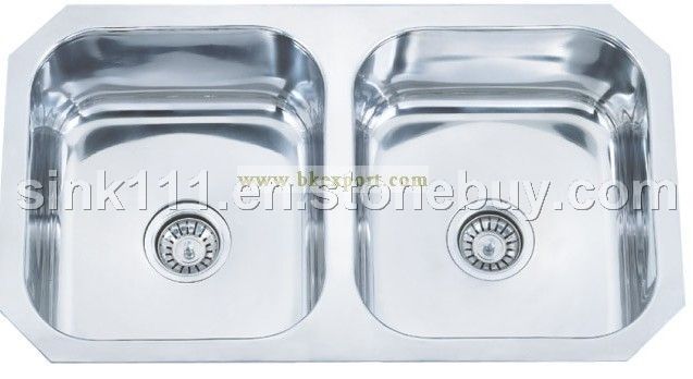 Stainless steel undermount double bowl sinks