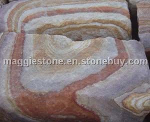 two-color sandstone cube paver