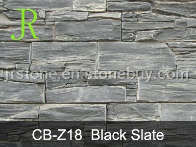 Stone Panel - Stacked Black Slate Veneers