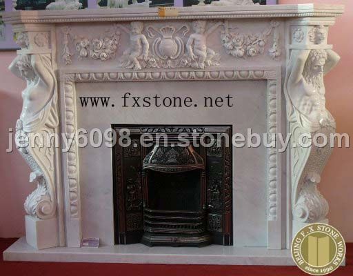 white Marble stone  fireplace