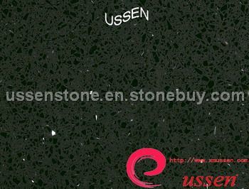 Engineered Black crystal quartz stone