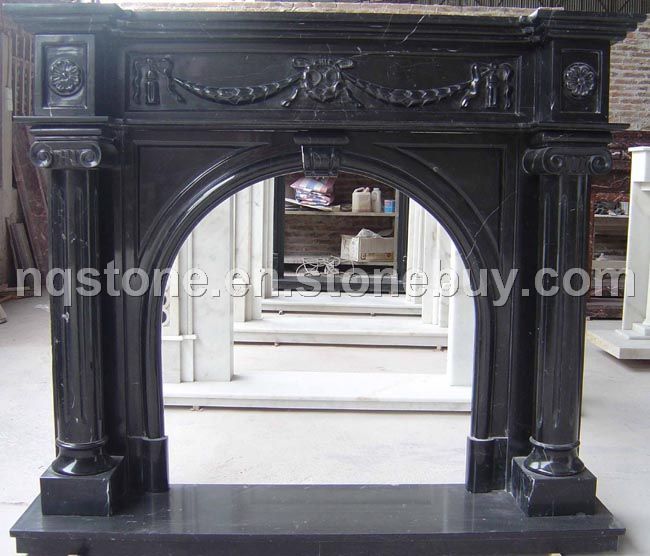 Black marble fireplace