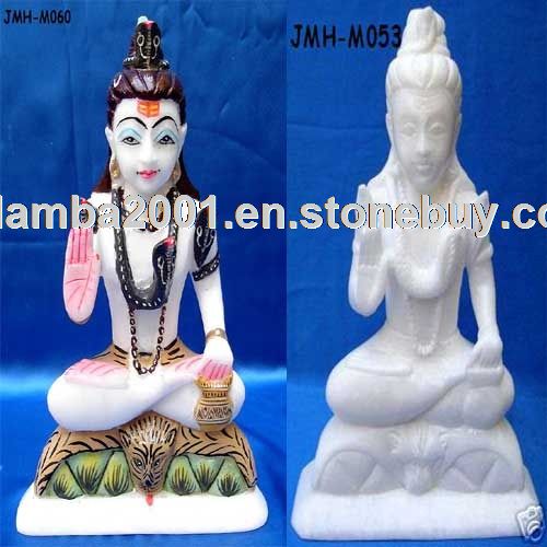 White Marble Carved Lord Shiv Shankar Bhole Baba Statue