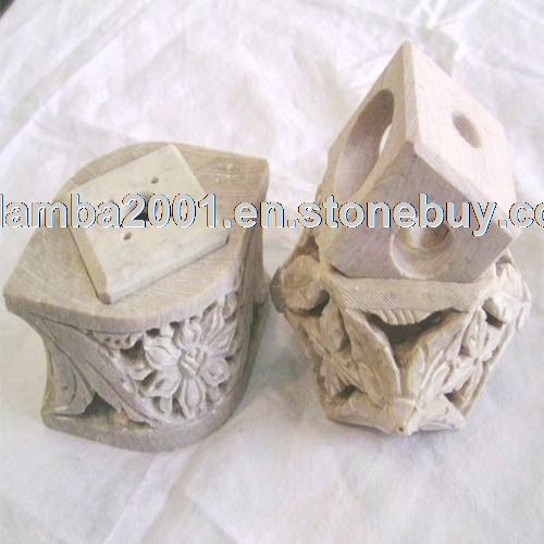 Carved Soapstone Candle Holder
