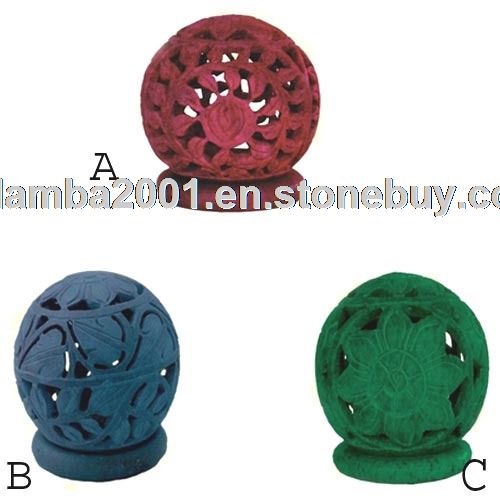 Dyed Soapstone Candle Holder