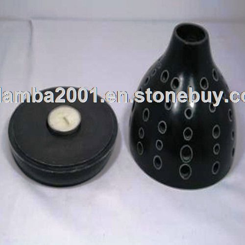 Black Stone Tea Light Holder