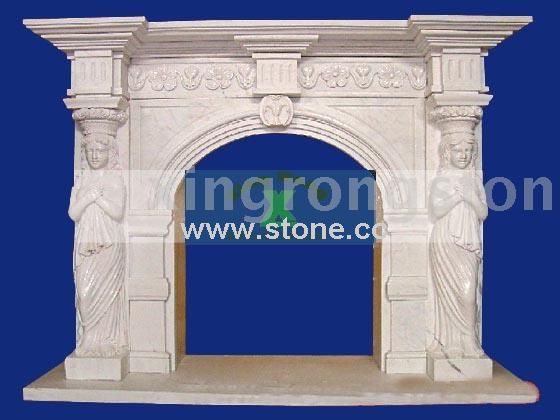 Hunan White Marble Fireplace Mantel