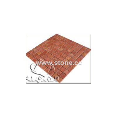 Filled&Polished red travertine mosaic