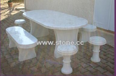 Stone table and benches