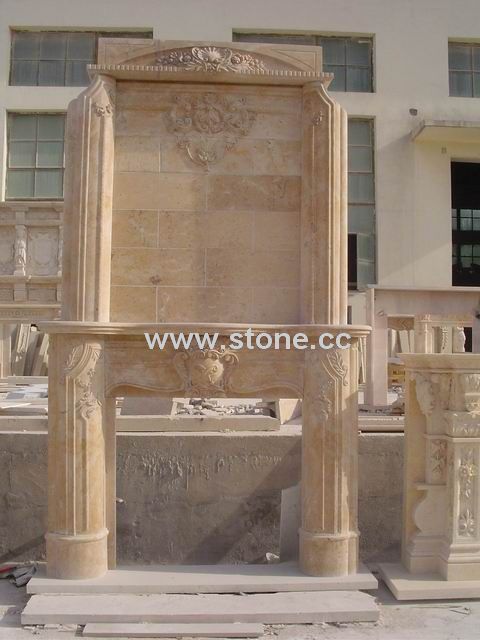 limestone,travertine,marble fireplace,statue,flower pot,carving