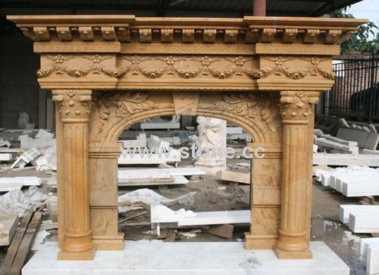 Yellow Marble Fireplace (MQ24) Yellow Marble Fireplace (MQ24)