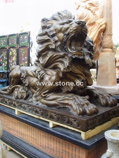 Bronze Lion on Marble Base (SL200)
