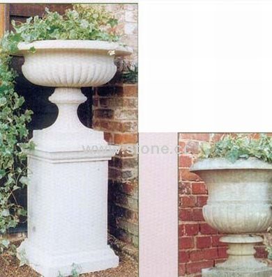 White Marble Carved Marble Flowerpot MFP-004