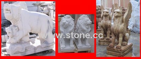 Marble Lion, Marble Animal, Marble Bear, Carved Marble Lions