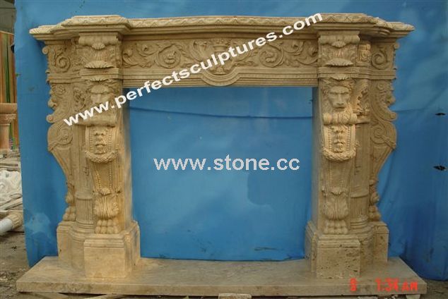 Carved Travertine Fireplace Mantles (QY-LS127) Carved Travertine Fireplace Mantles (QY-LS127)