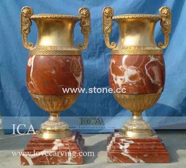 Marble & Bronze Inlay - Pot (YXP-054-5)