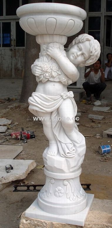 White Marble Child Lifting Flowerpot (SR061A) White Marble Child Lifting Flowerpot (SR061A)