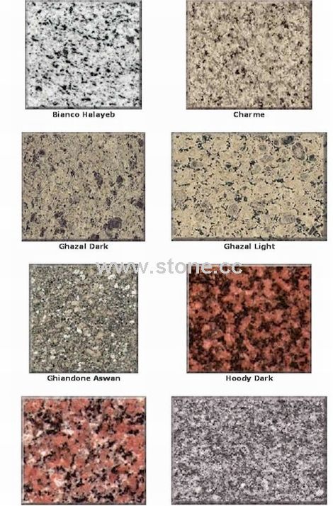 Granite, Blocks, Slabs, Tiles with Different Finishing