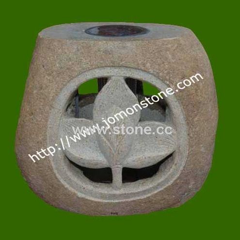 Granite Solar LED Lantern with Engraving Flower Granite Solar LED Lantern with Engraving Flower