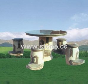 Carved Stone Table and Bench (BT-001) Carved Stone Table and Bench (BT-001)