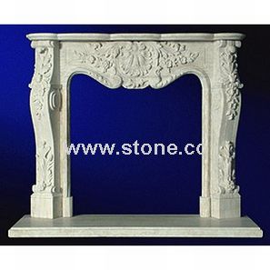 Yellow Lines Marble Fireplace