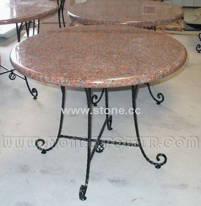 Stone Table (Maple Red with Iron Base) (G562) Stone Table (Maple Red with Iron Base) (G562)