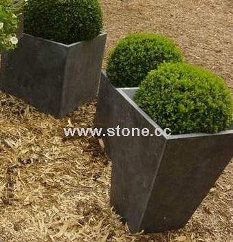 Blue Stone-Honed Flower Pot Blue Stone-Honed Flower Pot