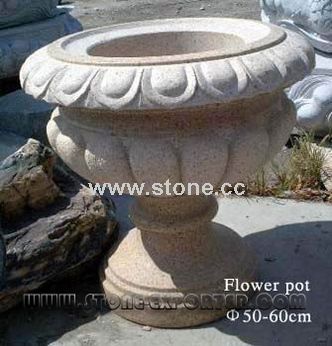 Carved Stone - Flowerpot (G682 Yellow Rusty) Carved Stone - Flowerpot (G682 Yellow Rusty)